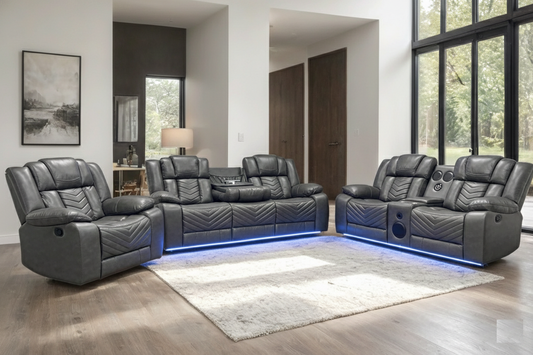 Ace Gray - 3PC Reclining Set 3PCS - Sofa and Loveseat, & Recliner