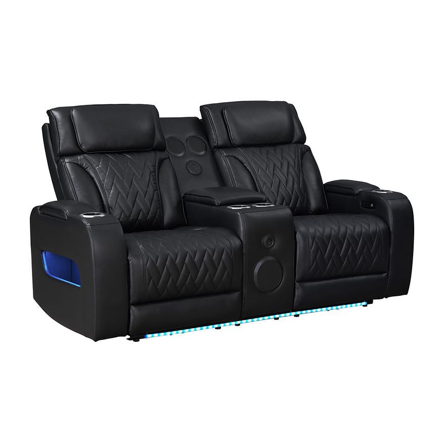 S2024 Skyline (Black)3PCS - Sofa and Loveseat, & Recliner