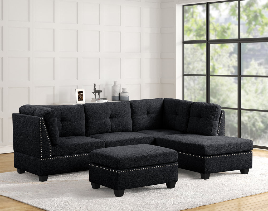 Sienna Boucle Sectional + Ottoman Set