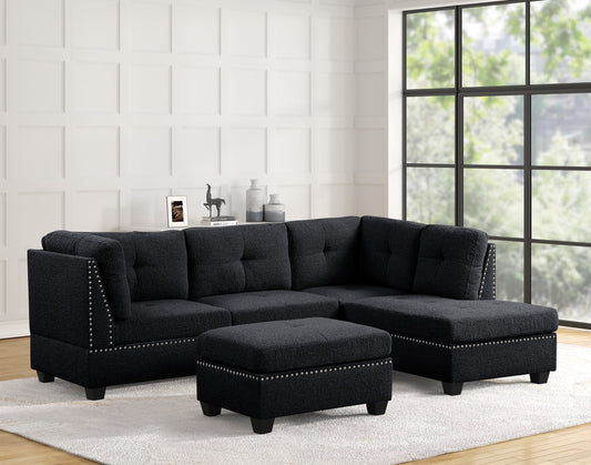 Sienna Boucle Sectional + Ottoman Set
