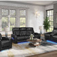 S2024 Skyline (Black)3PCS - Sofa and Loveseat, & Recliner