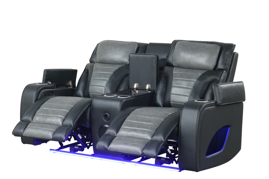 S4200 Robin (Black) 3PCS - Sofa and Loveseat, & Recliner