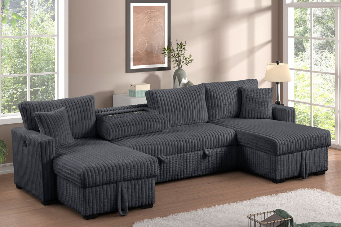 July  Double Storage Chaise Sectional (w/ Pull Out Bed)