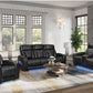 S2024 Skyline (Black)3PCS - Sofa and Loveseat, & Recliner