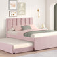 MAYA - Pink Twin, Full Platform Bed w/ Trundle