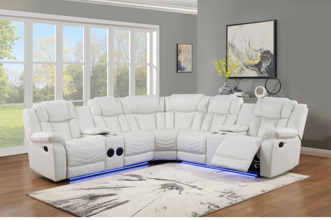 S2021 Lucky Charm Sectional (White) Reclining sectional