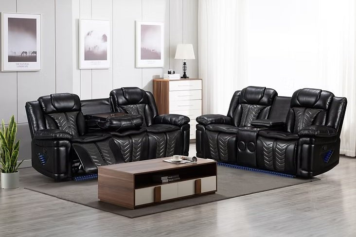 S2025 Innova (Black)3PCS - Sofa and Loveseat, & Recliner