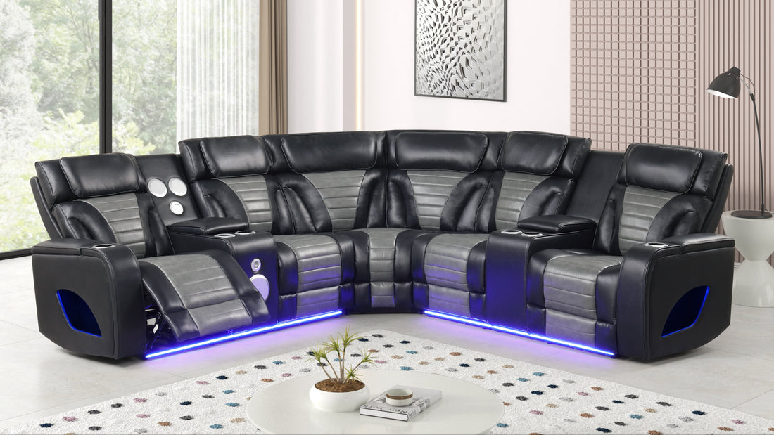 S4201 Robin (Black) Reclining Sectional