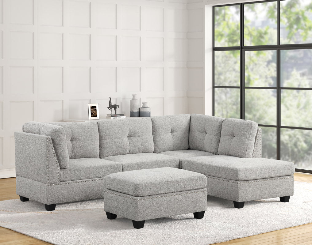 Sienna Boucle Sectional + Ottoman Set