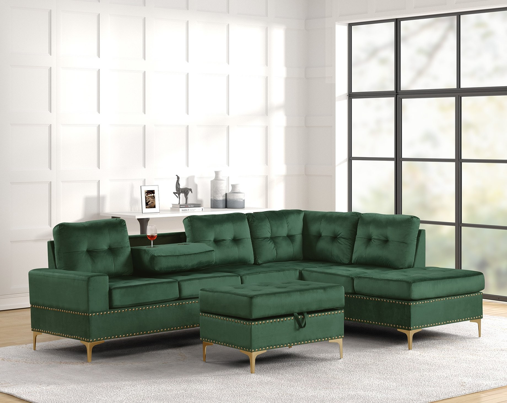 Anserra  Reversible Sectional + Ottoman Set