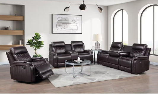 S2121 Ethan (Brown)3pcs Recliner Set