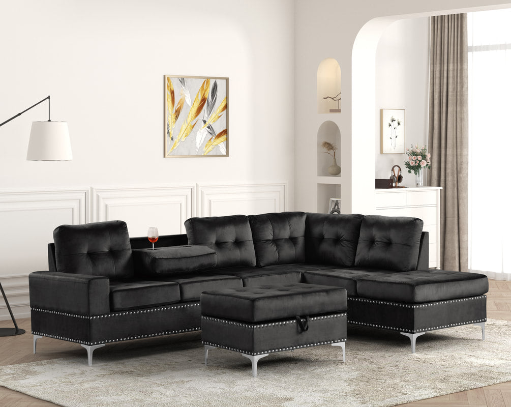 Anserra  Reversible Sectional + Ottoman Set