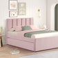 MAYA - Pink Twin, Full Platform Bed w/ Trundle