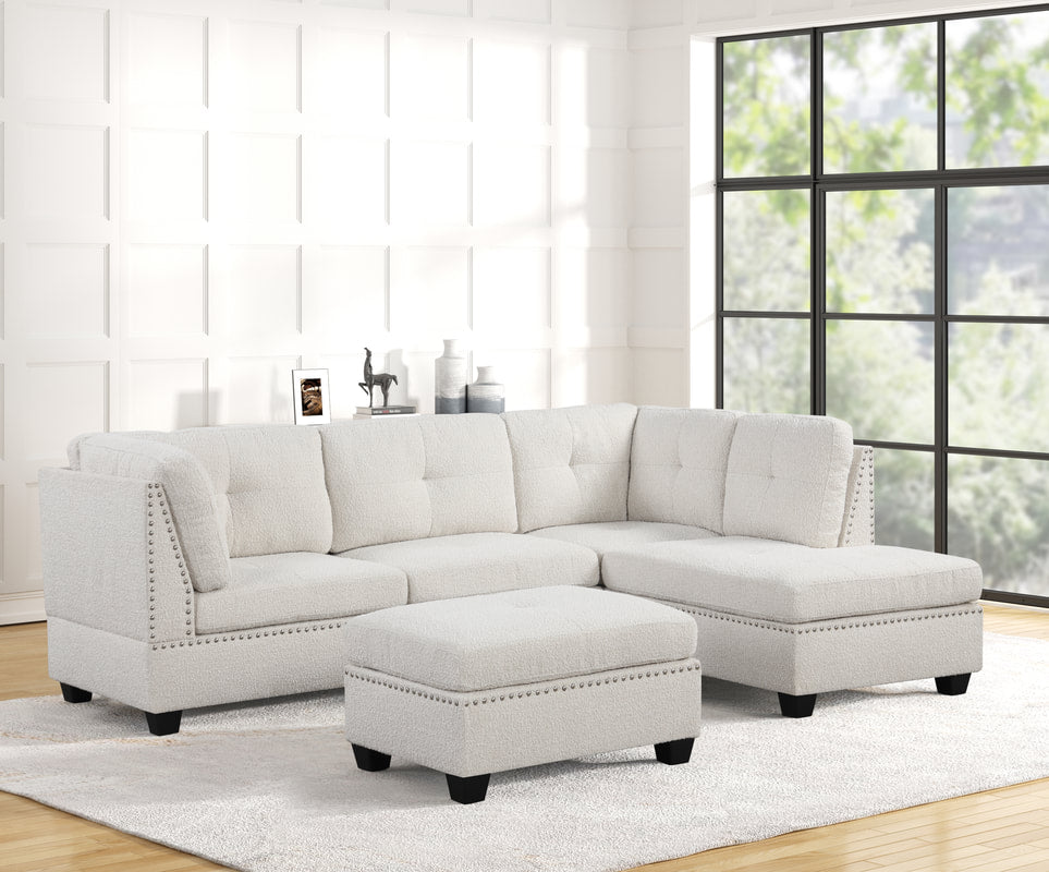 Sienna Boucle Sectional + Ottoman Set