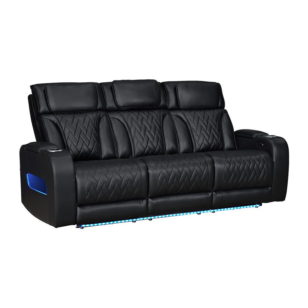S2024 Skyline (Black)3PCS - Sofa and Loveseat, & Recliner