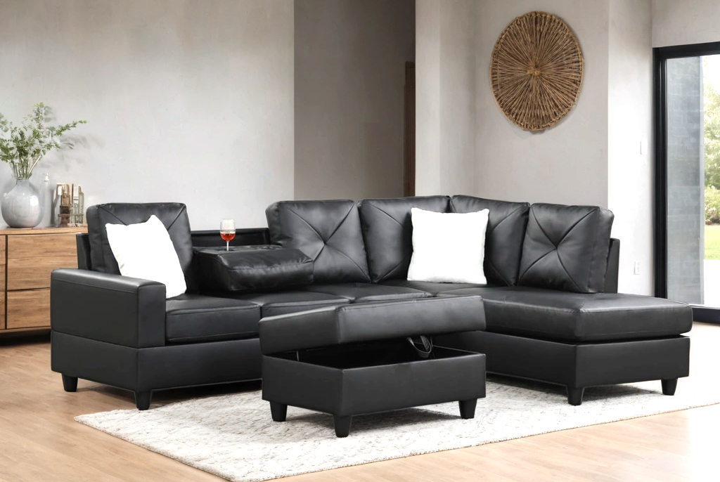 Rocket PU Reversible Sectional (Black)