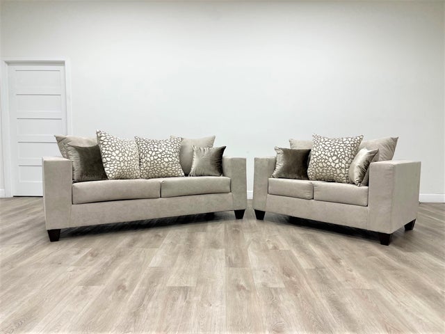 110- Sofa & Loveseat (Hollywood Beige Silver)