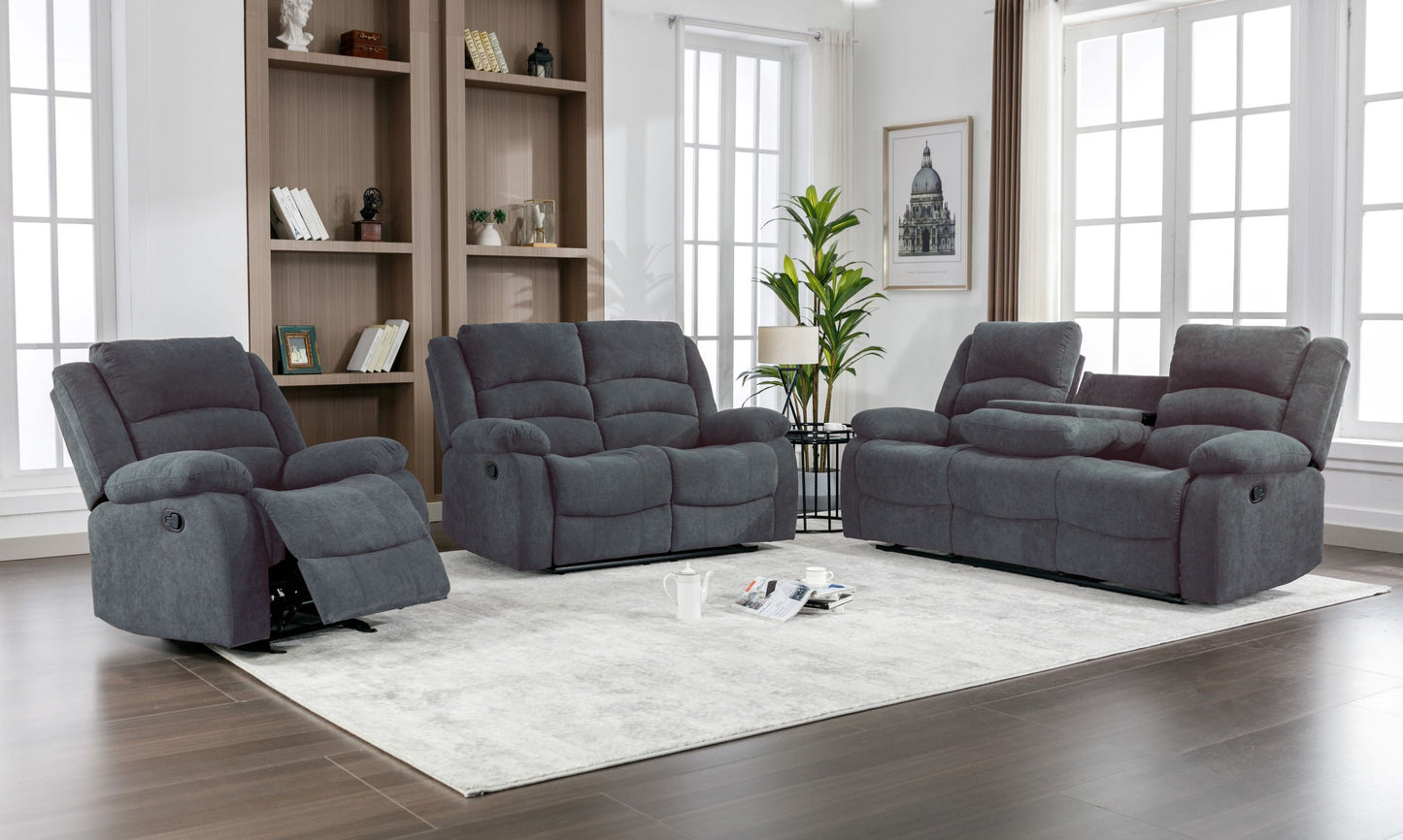 Dynamo Charcoal Grey Reclining 3 PC Living Room Set