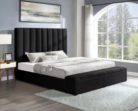 Valencia Black Velvet Platform Bed