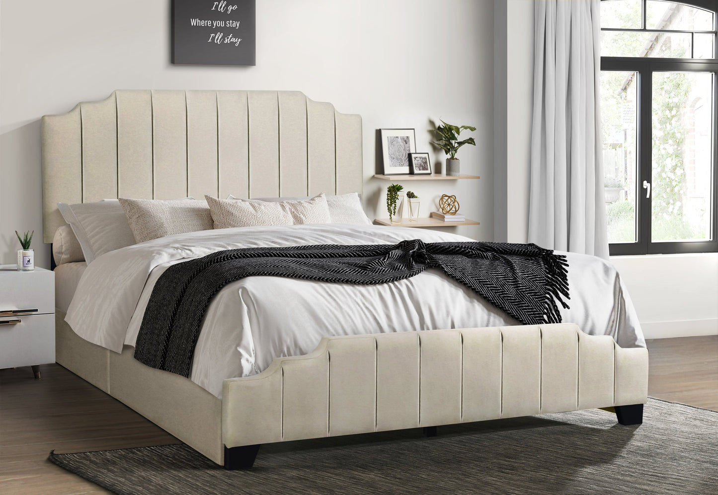 HH975 Beige Platform Bed