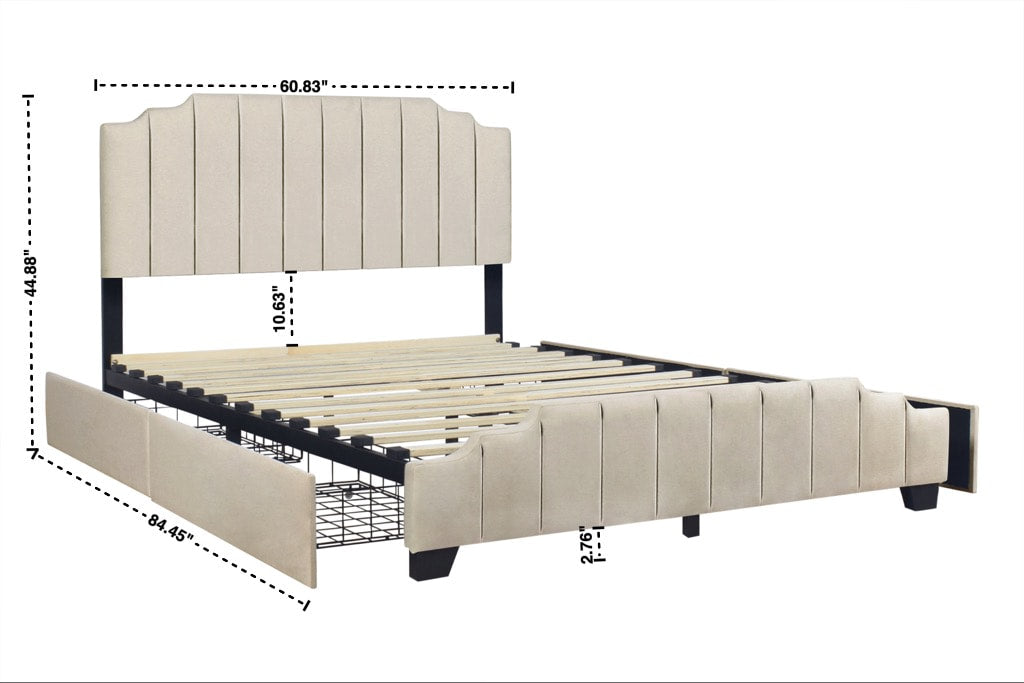 HH975 Beige Platform Bed