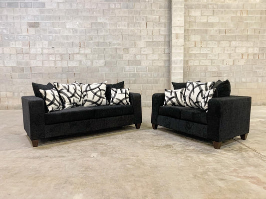 110 - Sofa & Loveseat Set (Black)