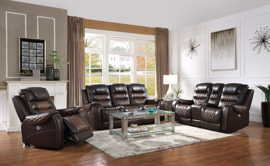 Harley Power - Top Grain Leather Reclining Set  (Brown) (ETA: 9/10)