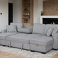 Sahara Gray - Double Storage Chaise Sectional w/ Drop Down Cupholders