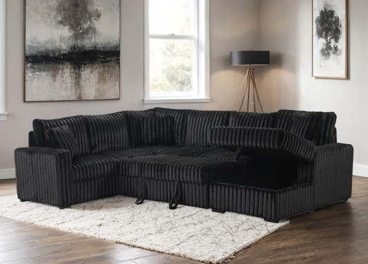 Sonic Black Sectional With Pull-Out Bed (ETA 5/12)