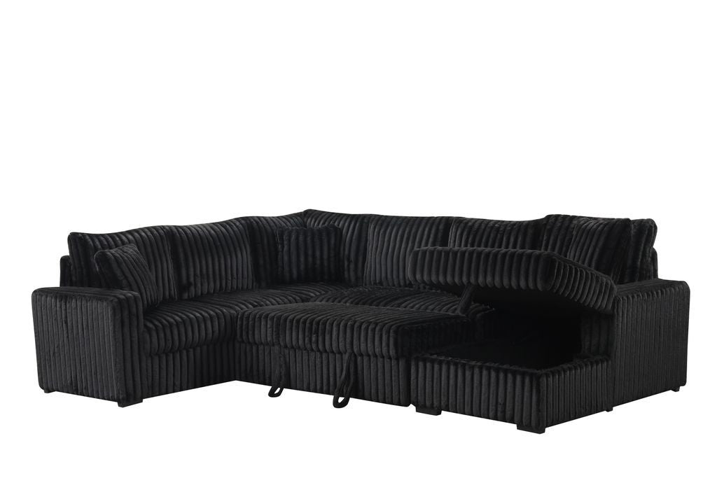 Sonic Black Sectional With Pull-Out Bed (ETA 5/12)