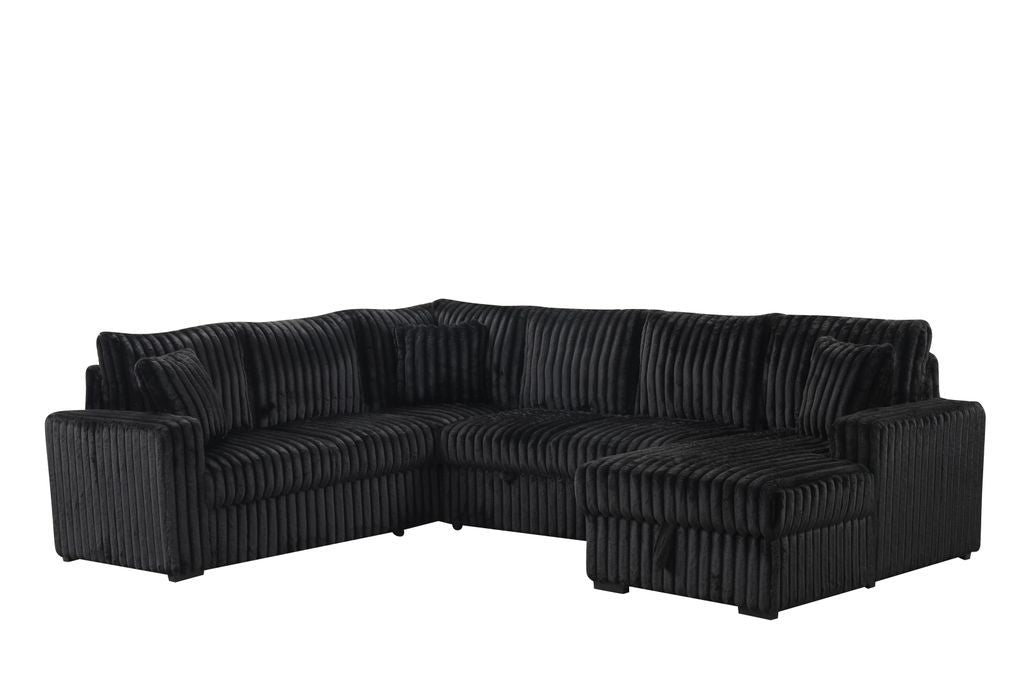 Sonic Black Sectional With Pull-Out Bed (ETA 5/12)