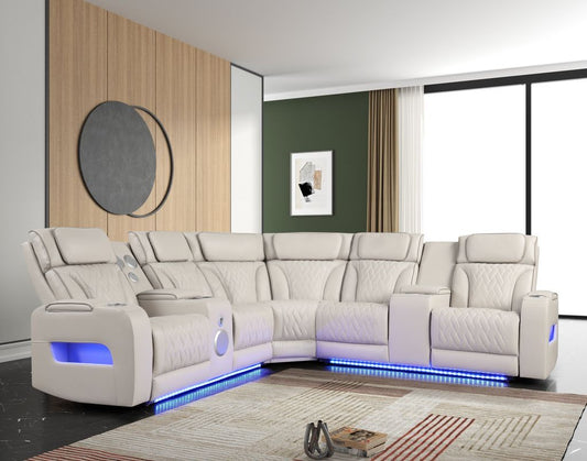 Spain Sand Power Reclining Sectional (Power Headrests) **NEW ARRIVAL** (ETA 6/2)