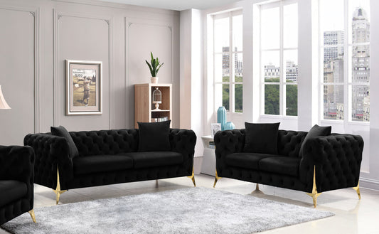 STAR: 2PC Sofa & Loveseat Set (Black)