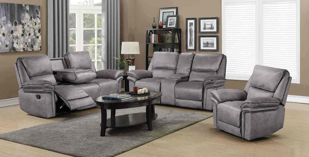 Victoria 3PC Reclining Set (Grey Brown)