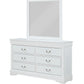 B3650 Louis Philip White Dresser and Mirror
