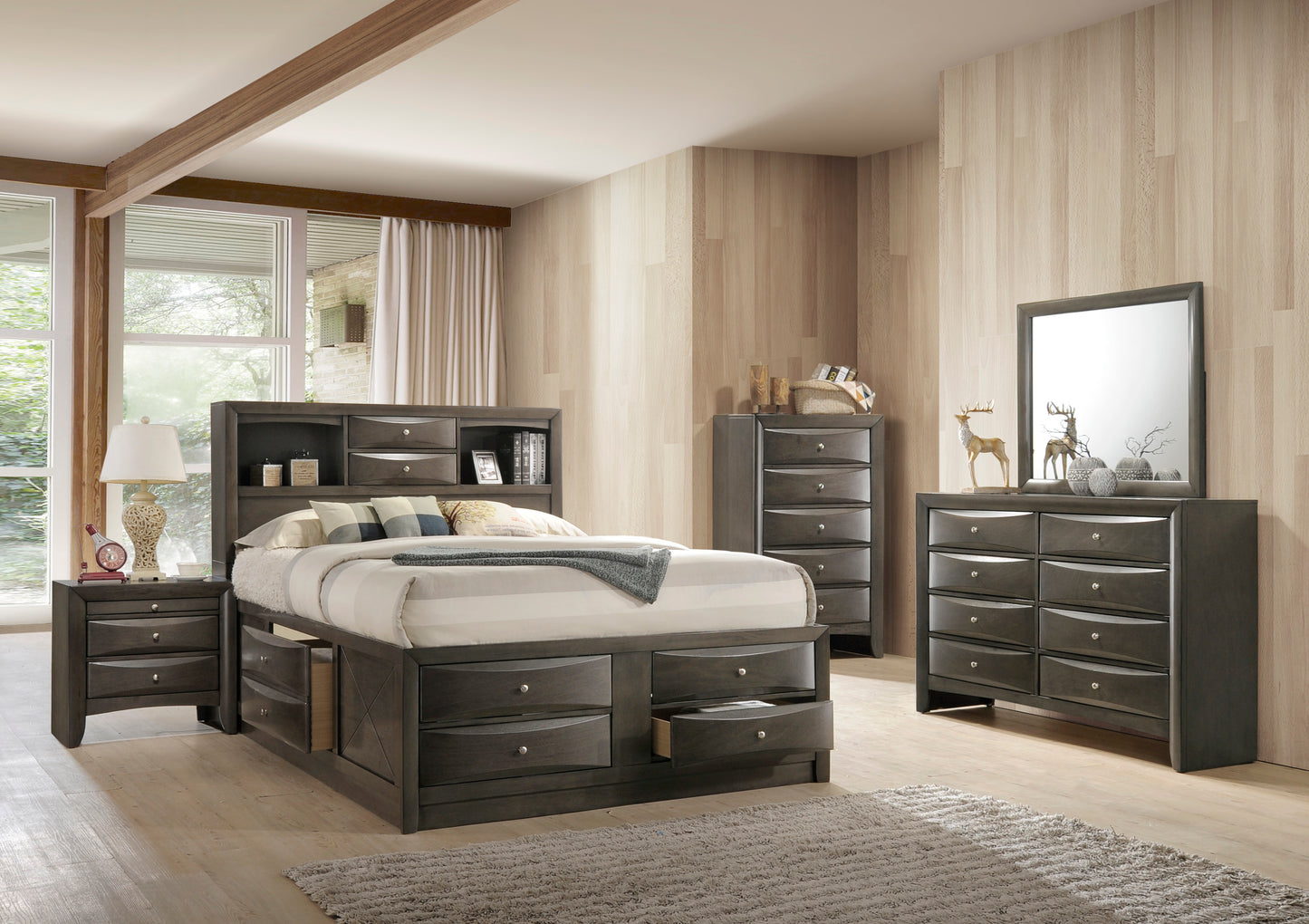 SETB4275 Emily Storage Grey Bedroom Set