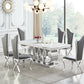 D620 Giovanni White Marble - Like Dining Room Set *BLACK CHROMED CHAIRS IN STOCK*