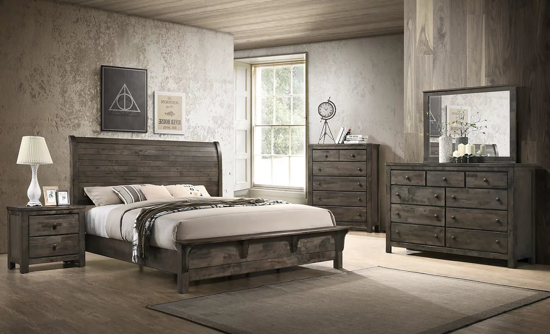 Farmhouse Brown Wooden Style Bed Room Set