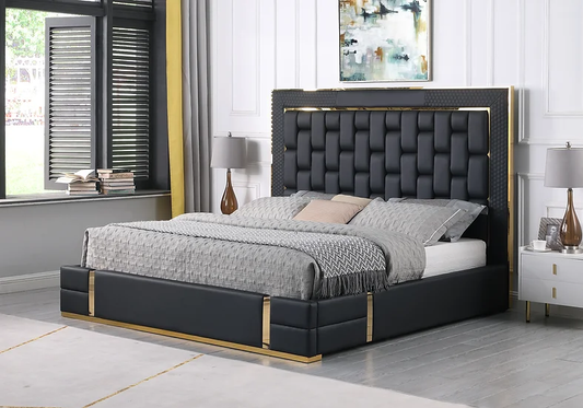 B700 Marbella - High Headboard Bed Frame Upholstered in PU