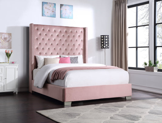 HH321 6ft Headboard Pink Velvet Upholstered Bed